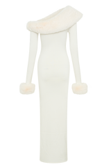 Karleigh Faux Fur Knit Maxi Dress - Ivory