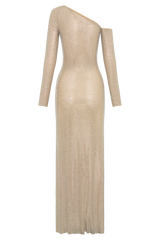Marcia Diamante Long Sleeve Maxi Dress - Nude