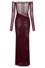 Nash Diamante Off Shoulder Maxi Dress - Mahogany