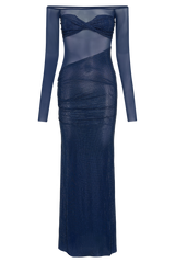 Nash Diamante Off Shoulder Maxi Dress - Navy