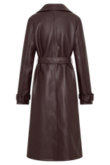 Tarah Faux Leather Trench Coat - Cacao Brown