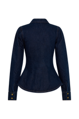 Hilary Long Sleeve Denim Top - Indigo Blue