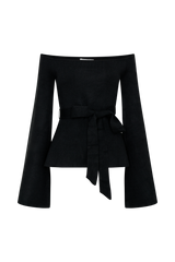 Kyle Off Shoulder Knit Top - Black