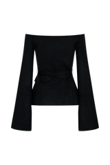 Kyle Off Shoulder Knit Top - Black