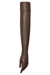 Jasper Faux Leather Elbow Length Gloves - Dark Chocolate