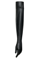 Jasper Faux Leather Elbow Length Gloves - Black