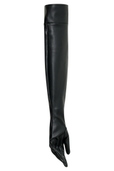 Jasper Faux Leather Elbow Length Gloves - Black