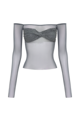 Garcelle Diamante Off Shoulder Top - Gunmetal
