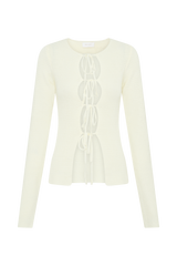 Noah Knit Tie Long Sleeve Top - Ivory