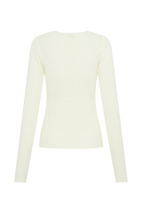 Noah Knit Tie Long Sleeve Top - Ivory