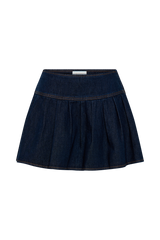 Candice Pleated Denim Mini Skirt - Indigo Blue