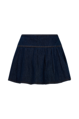 Candice Pleated Denim Mini Skirt - Indigo Blue
