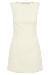 Angela Textured Boucle Mini Dress - Ivory
