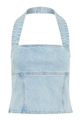 Dayna Denim Halter Top - Light Blue