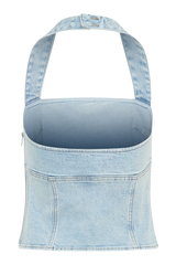 Dayna Denim Halter Top - Light Blue