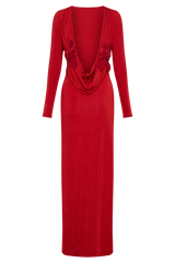 Bennett Slinky Long Sleeve Maxi Dress - Ruby