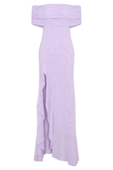 Audrey Off Shoulder Mesh Maxi Dress - Lilac