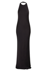 Rinna Satin Halter Maxi Dress - Black