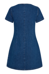 Monica Sweetheart Denim Mini Dress - Dark Blue
