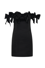 Rose Strapless Bow Mini Dress - Black