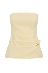 Faith Strapless Suiting Top - Lemon Cream