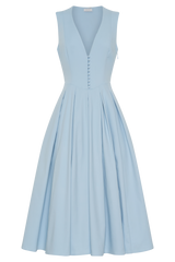 Keely Cotton Sleeveless Midi Dress - Sky Blue