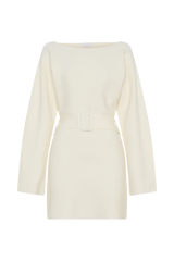 Kassie Belt Tie Knit Mini Dress - Ivory