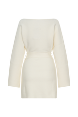 Kassie Belt Tie Knit Mini Dress - Ivory