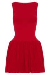 Ashleigh Knit And Chiffon Mini Dress - Red