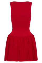 Ashleigh Knit And Chiffon Mini Dress - Red