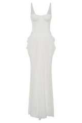 Roxanne Velvet Corset Maxi Dress - White