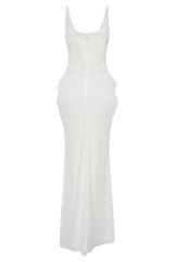 Roxanne Velvet Corset Maxi Dress - White