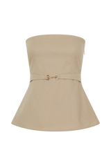 Dora Strapless Linen Top - Natural