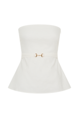 Dora Strapless Linen Top - Ivory