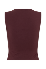 Tatianna Lace Trim Modal Top - Mahogany