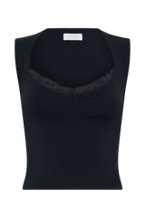 Tatianna Lace Trim Modal Top - Black