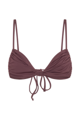 Rosmunda Ruched Bikini Top - Chocolate
