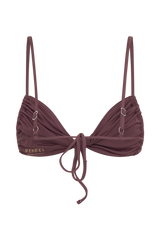 Rosmunda Ruched Bikini Top - Chocolate