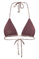 Sachi Triangle Bikini Top With Braided Ties - Leopard Print