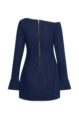 Cece Denim Mini Dress With Ties - Indigo Blue