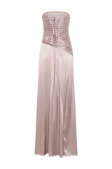 Serena Strapless Taffeta Maxi Dress - Bronze Taupe