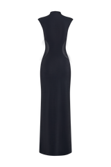 Massie Slinky And Mesh Maxi Dress - Black