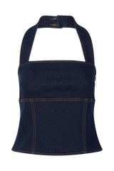 Dayna Denim Halter Top - Indigo Blue