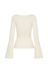 Justine Belted Knit Top - Ivory