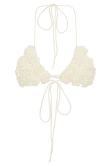 Aesha Floral Crochet Bikini Top - Ivory