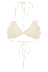 Aesha Floral Crochet Bikini Top - Ivory