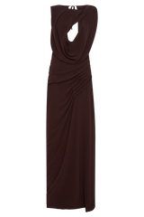 Oria Chiffon Maxi Dress - Cacao Brown