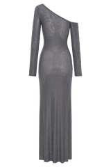 Marcia Diamante Long Sleeve Maxi Dress - Gunmetal