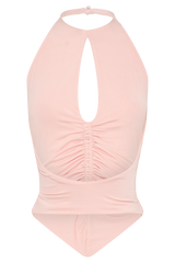 Linda Slinky Ruched Halter Top - Pale Pink