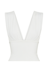 Kerrigan Slinky Ruched Sleeveless Top - White